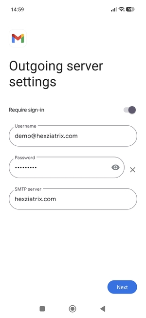 Enter Outgoing server address and select Next