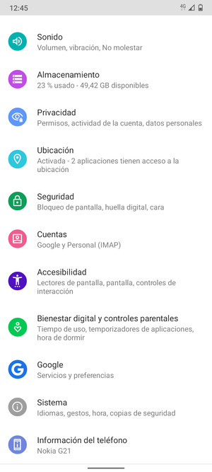 Desplácese y seleccione Sistema