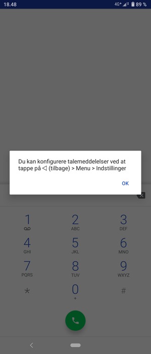 Hvis din telefonsvarer ikke er sat op, vælg OK