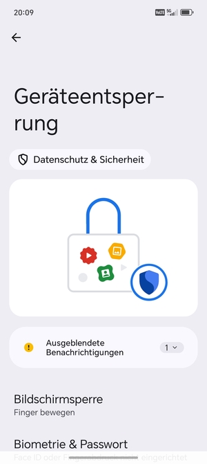 Wählen Sie Bildschirmsperre