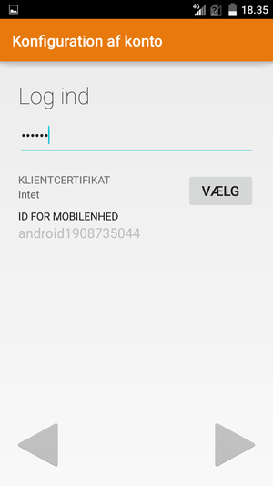 Indtast din Adgangskode og vælg Næste