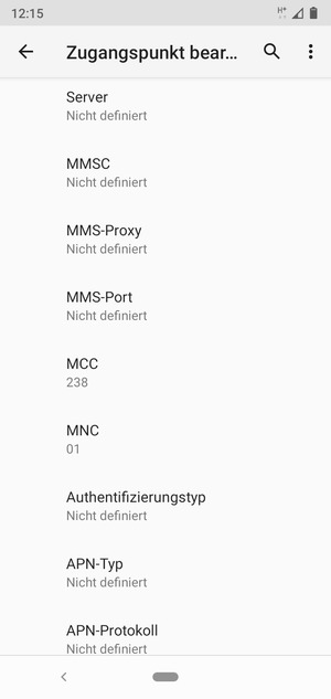 Scrollen Sie nach unten und geben Sie MMS-Informationen ein