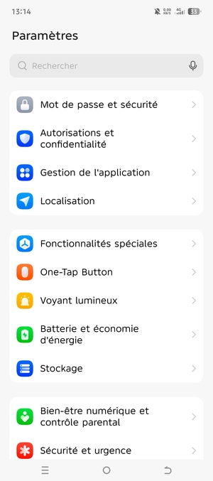 Faites défiler et sélectionnez Mot de passe et sécurité