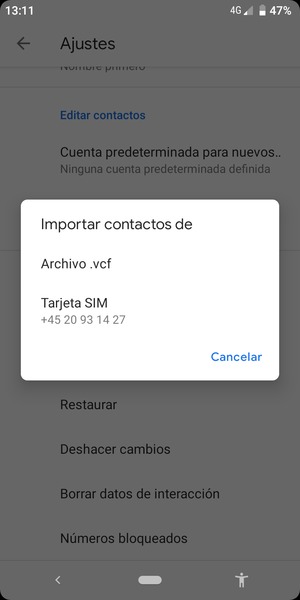 Seleccione Tarjeta SIM