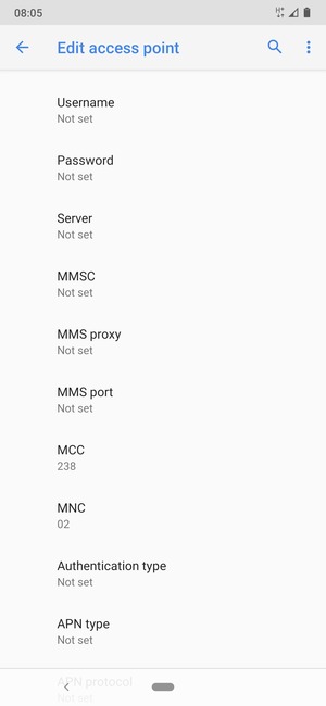Scroll down and enter MMS information