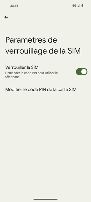 Sélectionnez Modifier le code PIN de la carte SIM