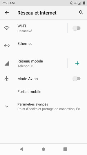 Sélectionnez Réseau mobile