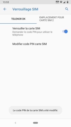 Votre code PIN de la carte SIM a été modifié