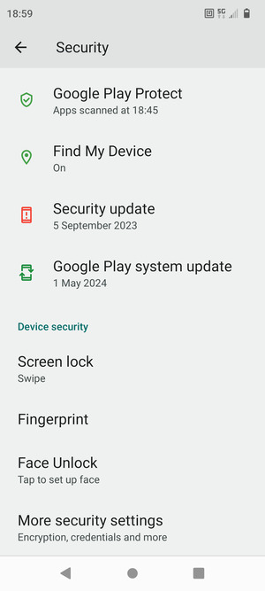 Scroll to and select More security settings