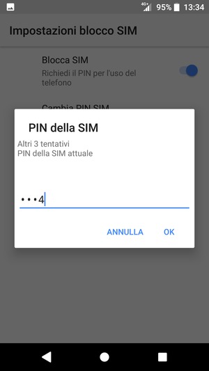 Inserisci PIN della SIM attuale e seleziona OK