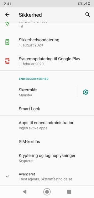 Scroll til og vælg SIM-kortlås