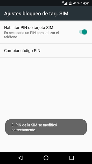Su PIN de la SIM ha sido cambiado