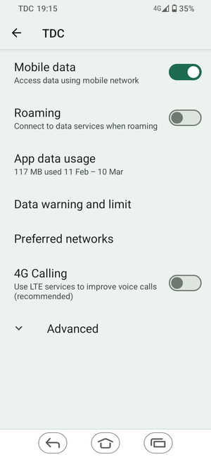 To change network if network problems occur, select Advanced