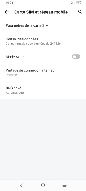 Sélectionnez Paramètres de la carte SIM
