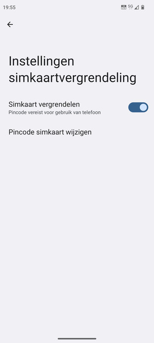 Selecteer  Pincode simkaart wijzigen