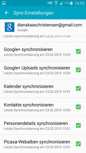 Stellen Sie sicher, dass Kontakte synchronisieren ausgewählt ist