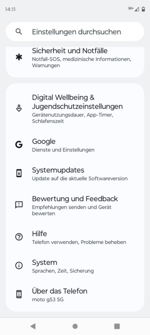 Scrollen Sie und wählen Sie Systemupdates