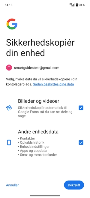 Vælg dine foretrukne mulighedder og vælg Bekræft