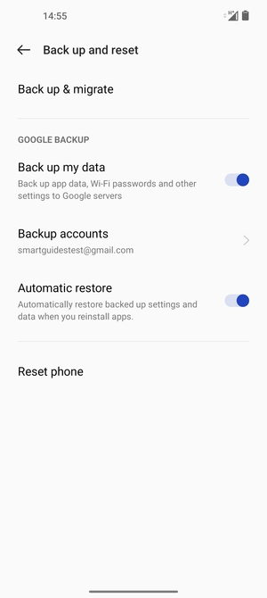 Select Backup accounts