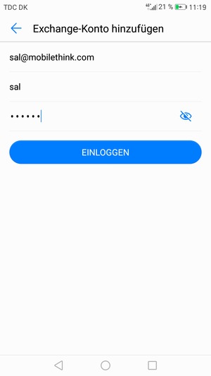 Geben Sie Ihre E-Mail-Adresse, Ihre Benutzername und Ihr Passwort ein. Wählen Sie EINLOGGEN