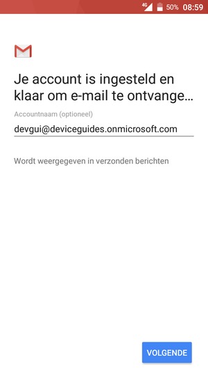 Geef uw account een naam en selecteer VOLGENDE