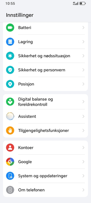 Bla til og velg Kontoer