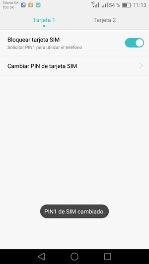Su PIN de SIM ha sido cambiado