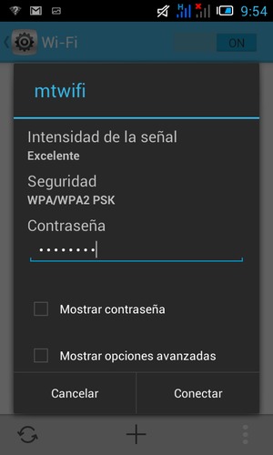 Introduzca Contraseña de Wi-Fi y seleccione Conectar