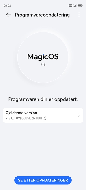 Hvis telefonen din er oppdatert, vil du se følgende skjermbilde