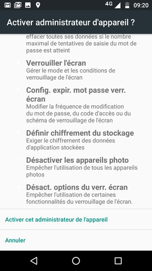 Faites défiler vers le bas et sélectionnez Activer cet administrateur de l'appareil