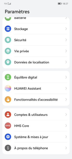 Faites défiler et sélectionnez Système & mises à jour