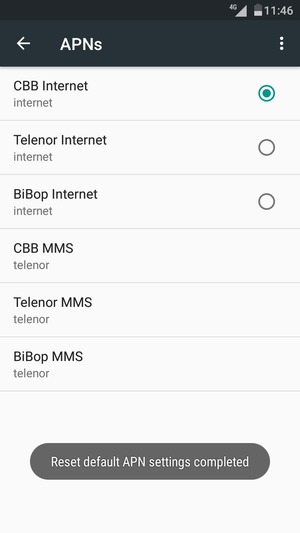 Your phone will reset to default Internet and MMS settings