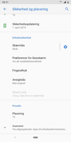 Scroll til og vælg Avanceret