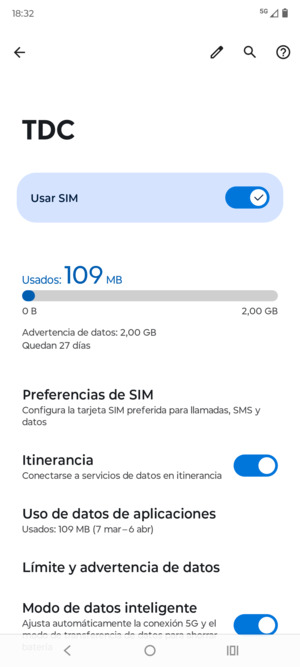 Activar o desactivar Itinerancia