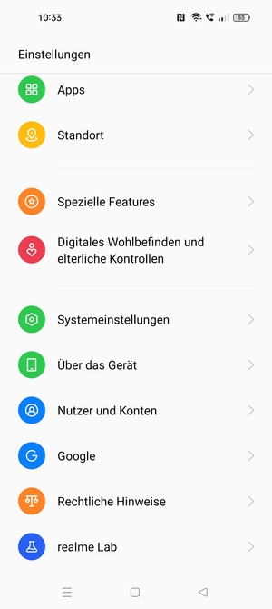 Scrollen Sie und wählen Sie Über das Gerät