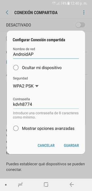 Introduzca una contraseña de al menos 8 caracteres y seleccione GUARDAR