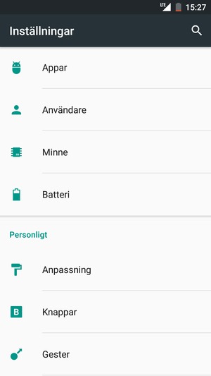 Scrolla till och välj Batteri