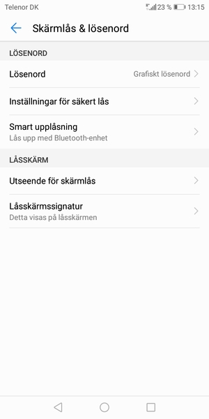 Din telefon är nu säkrad med ett skärmlås