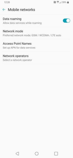 Turn Data roaming on or off