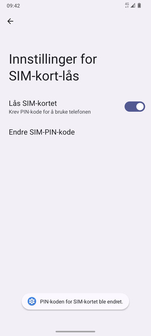 Din PIN-kode for SIM-kort er endret