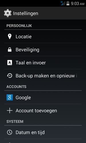 Scroll naar en selecteer Beveiliging