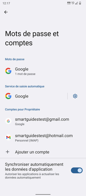 Sélectionnez votre compte Google