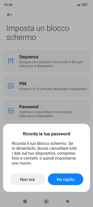 Seleziona Ho capito