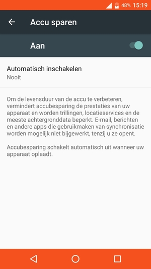 Schakel Accu sparen in