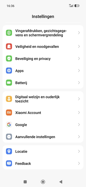 Scroll naar en selecteer Aanvullende instellingen