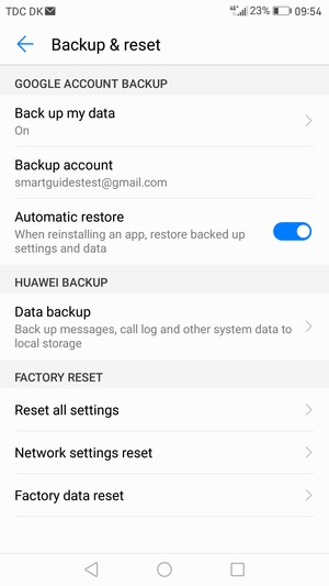 Select Backup account