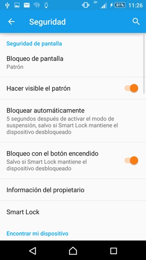 Seleccione Bloqueo de pantalla