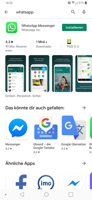 Wählen Sie die App