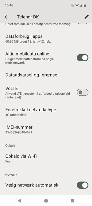 For at skifte netværk, hvis der opstår netværksproblemer, slå Vælg netværk automatisk fra