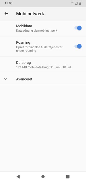 Slå Roaming til eller fra